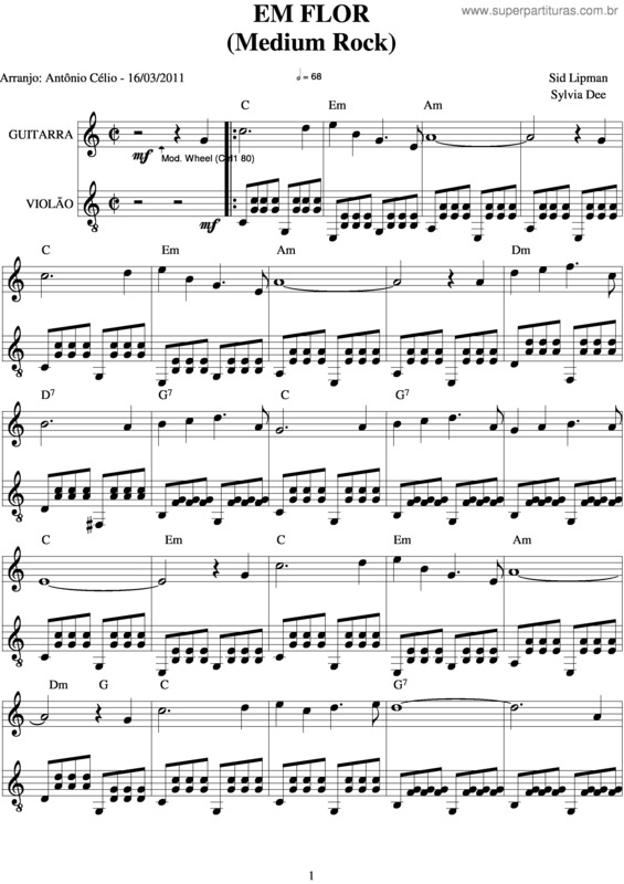 Partitura da música Em Flor