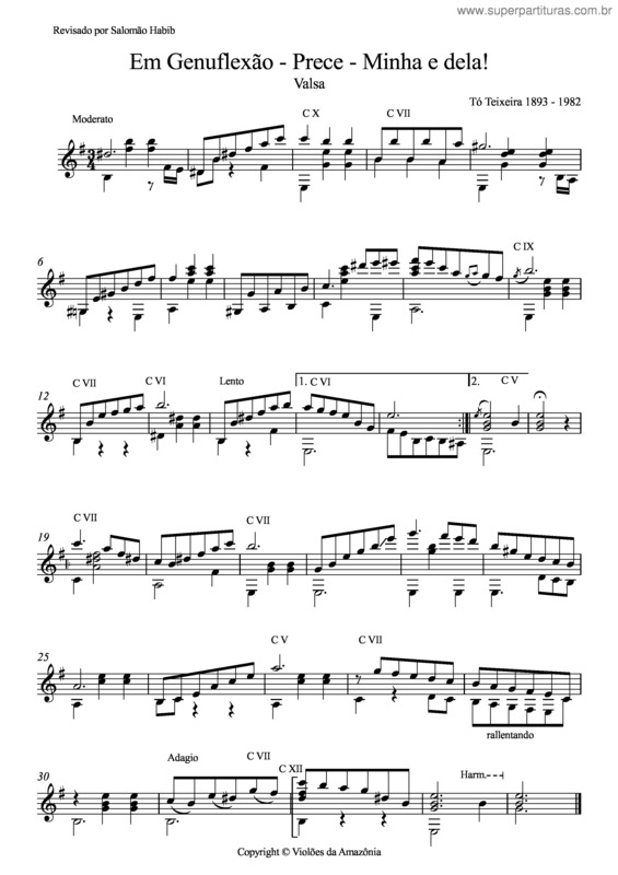 Partitura da música Em genuflexão