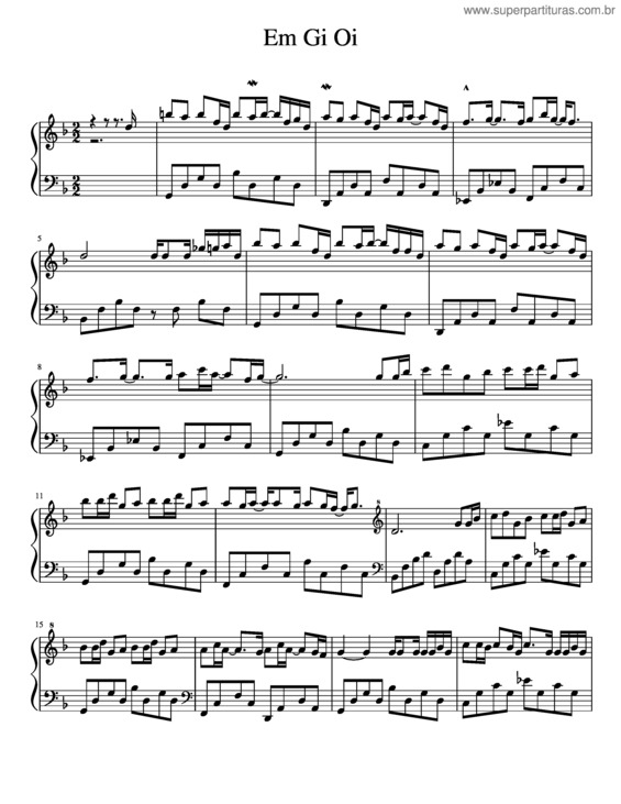 Partitura da música Em Gi Oi
