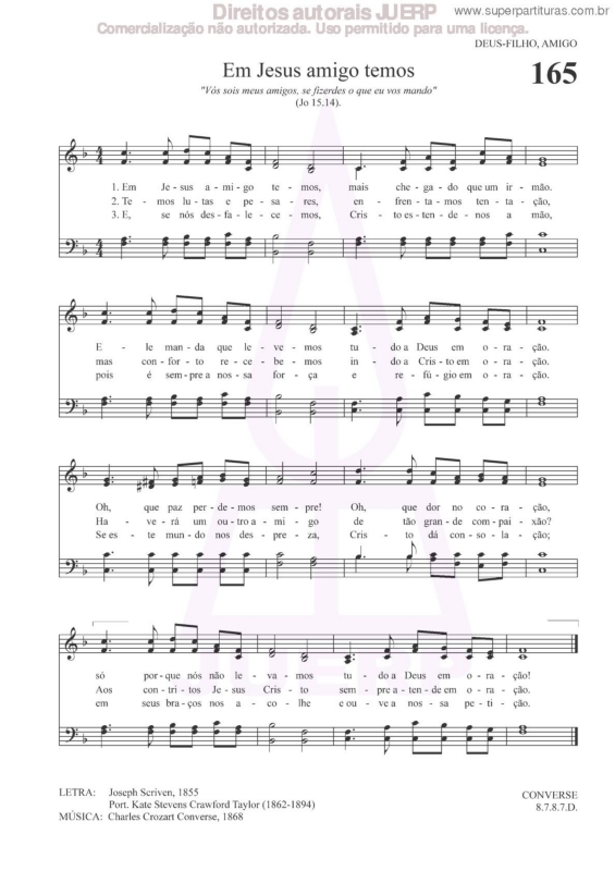 Partitura da música Em Jesus Amigo Temos - 165 HCC v.2