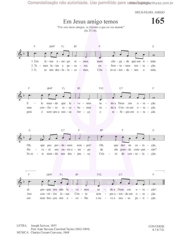 Partitura da música Em Jesus Amigo Temos - 165 HCC