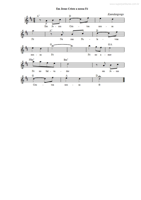 Partitura da música Em Jesus Cristo a Nossa Fé