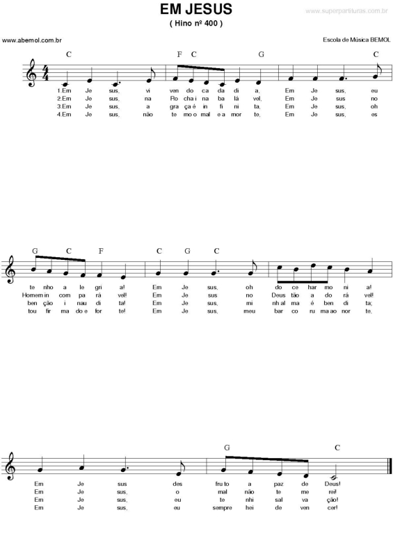 Partitura da música Em Jesus