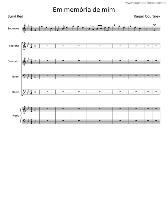 Partitura da música Em Memória De Mim – Buryl Red