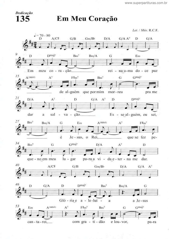 Partitura da música Em Meu Coração