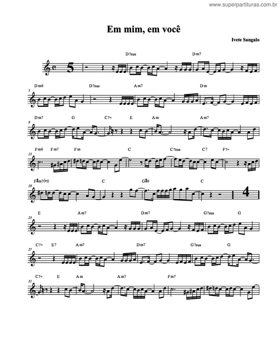 Partitura da música Em Mim, Em Você