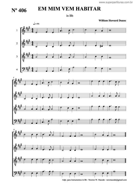 Partitura da música Em Mim Vem Habitar v.3