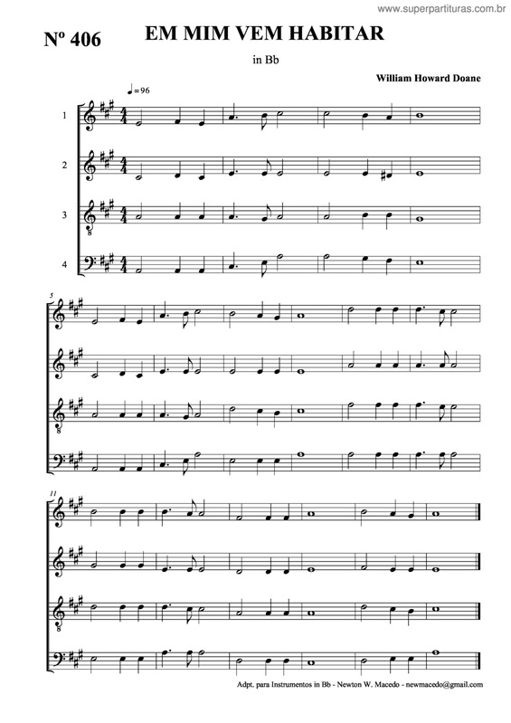 Partitura da música Em Mim Vem Habitar v.3