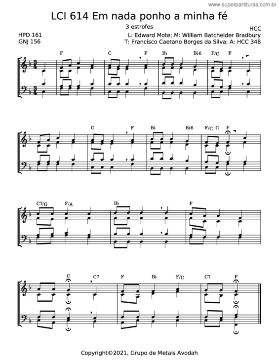 Partitura da música Em Nada Ponho A Minha Fé v.3