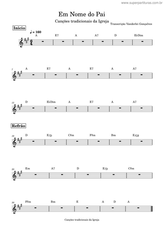 Partitura da música Em Nome Do Pai v.3