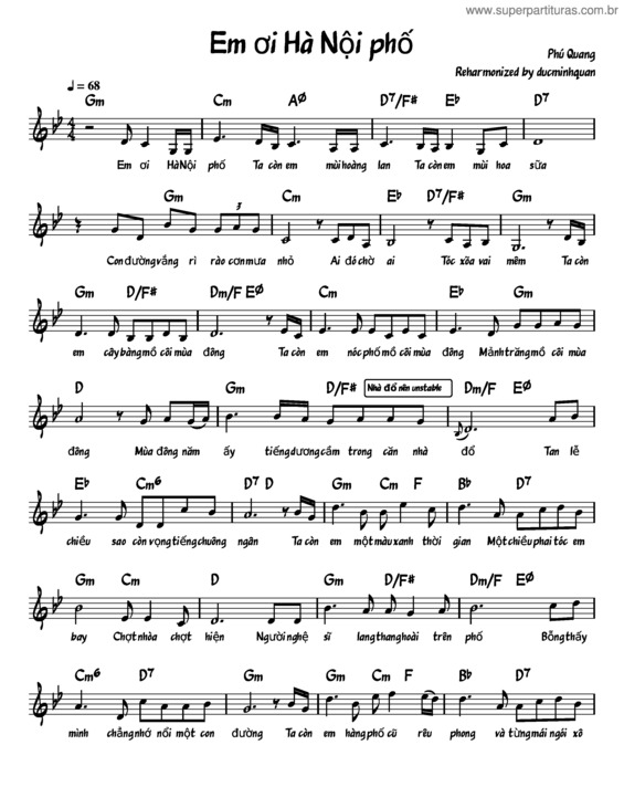 Partitura da música Em Oi Ha Noi Pho