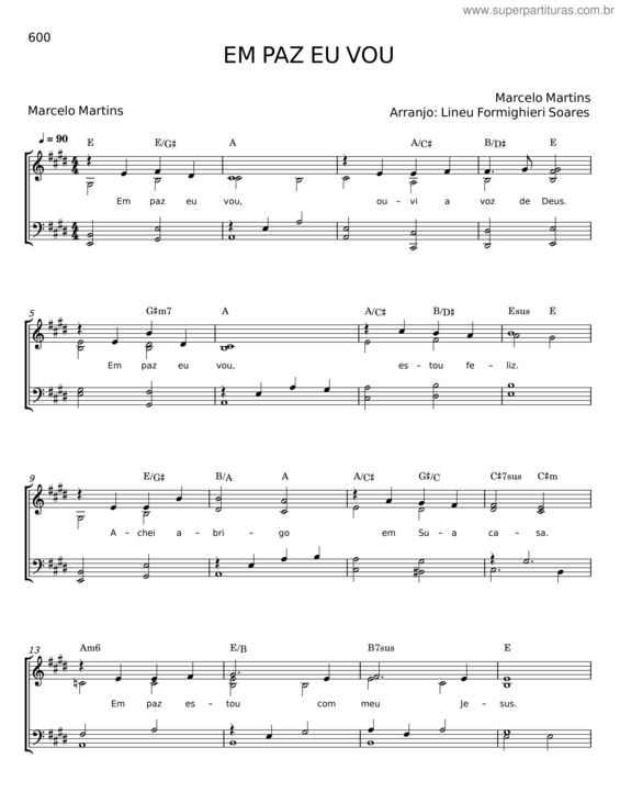 Partitura da música Em Paz Eu Vou – Marcelo Martins