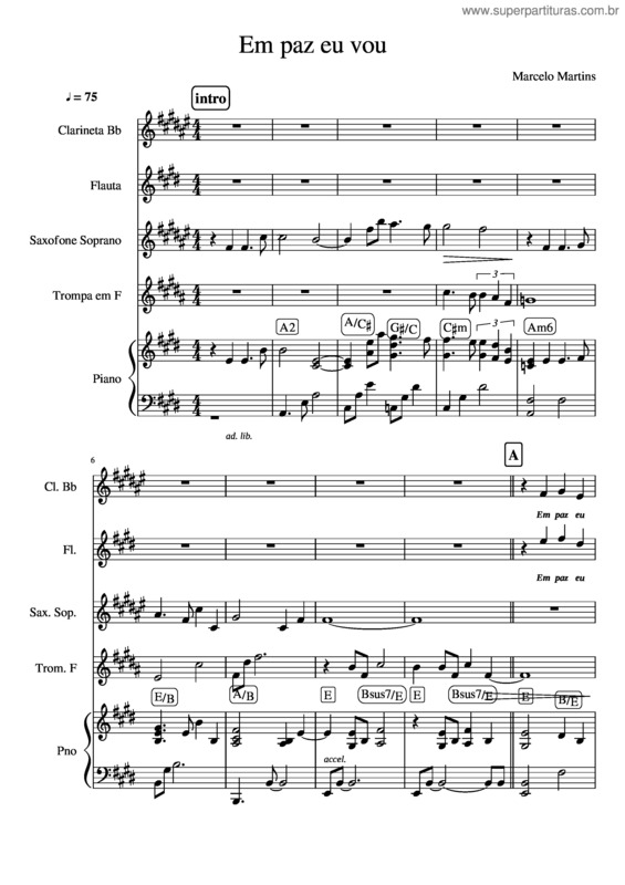 Partitura da música Em Paz Eu Vou v.2