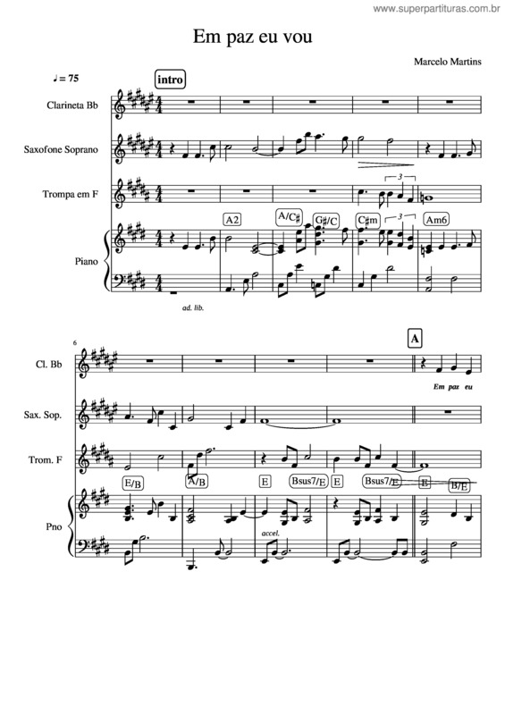 Partitura da música Em Paz Eu Vou v.3