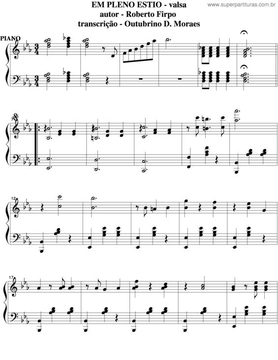 Partitura da música Em Pleno Estio