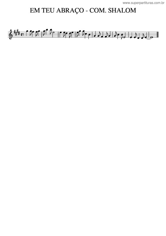 Partitura da música Em Teu Abraço – Comunidade Shalom
