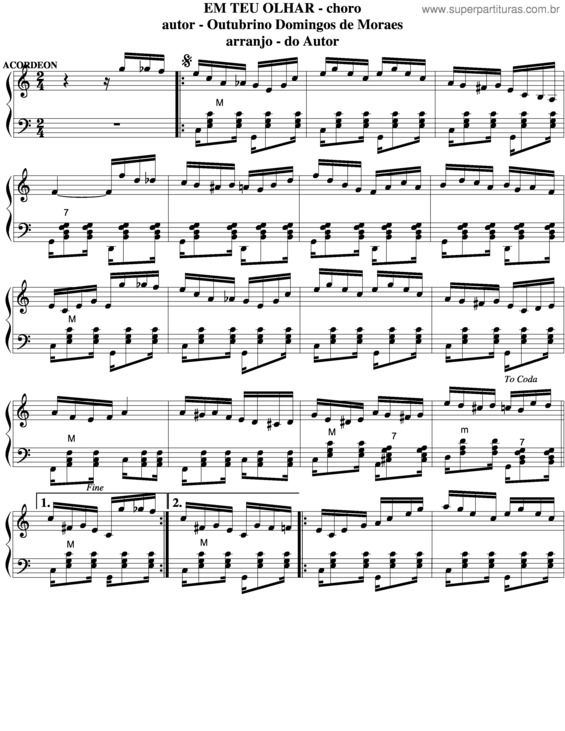 Partitura da música Em Teu Olhar v.3