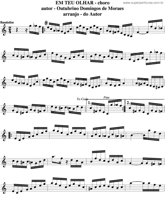 Partitura da música Em Teu Olhar