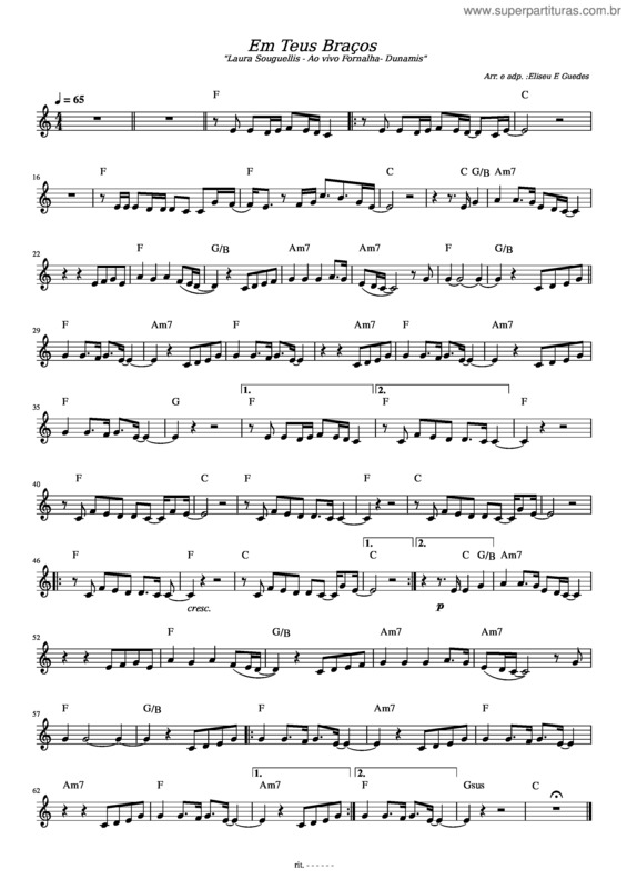 Partitura da música Em Teus Braços – Laura Souguellis Em Teus Braços – Laura Souguellis