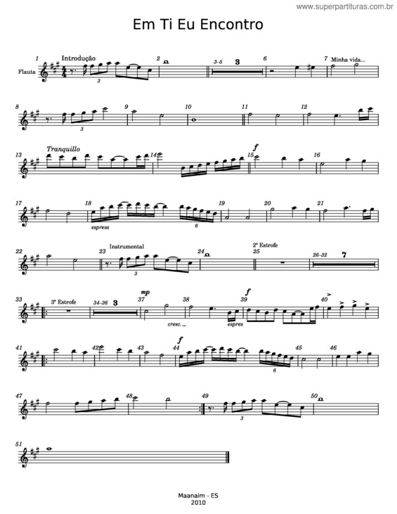 Partitura da música Em Ti Eu Encontro