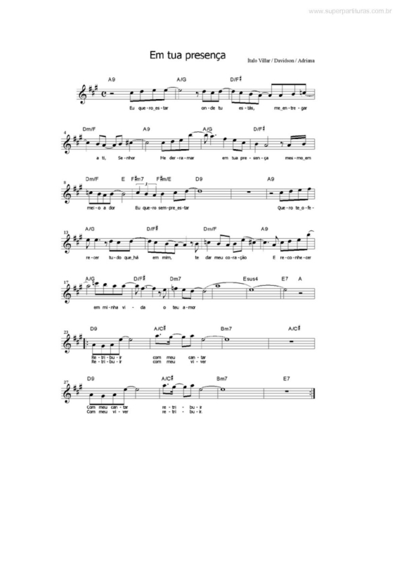 Partitura da música Em Tua Presença 2