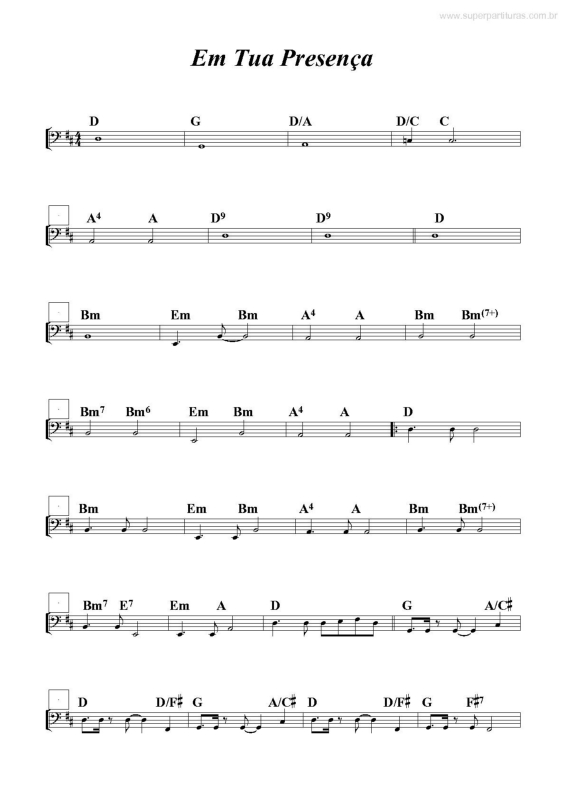 Partitura da música Em Tua Presença v.3