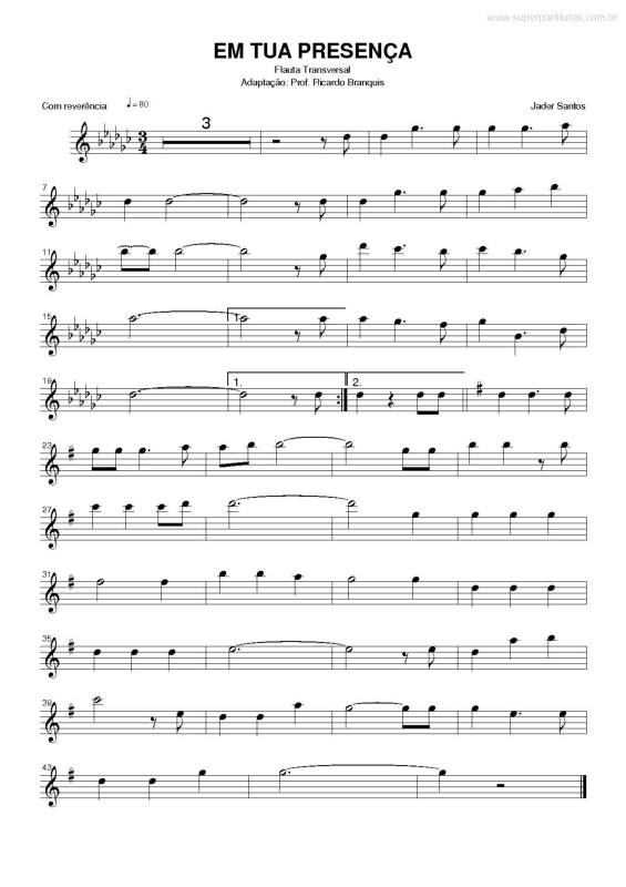 Partitura da música Em Tua Presença v.5