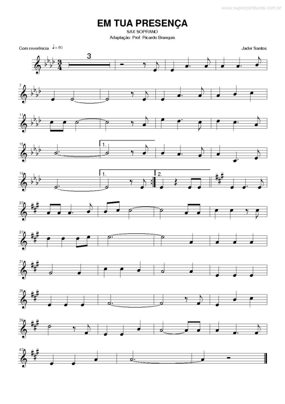 Partitura da música Em Tua Presença v.6