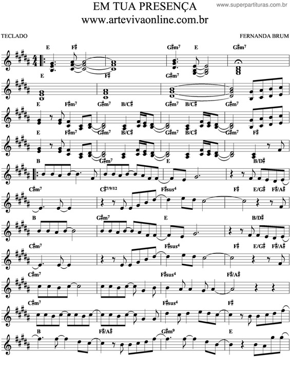 Partitura da música Em Tua Presença v.8