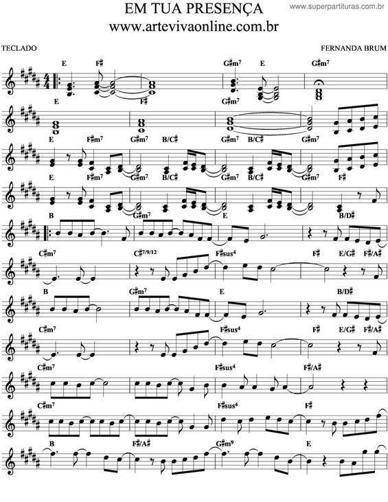 Partitura da música Em Tua Presença v.8