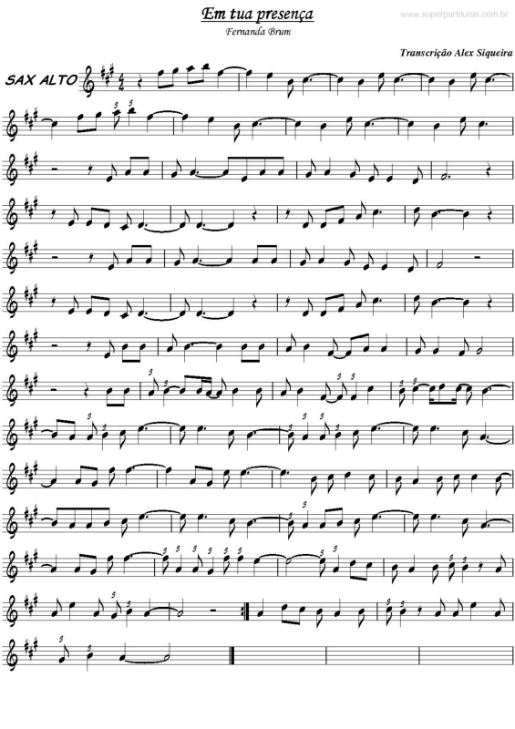 Partitura da música Em Tua Presença