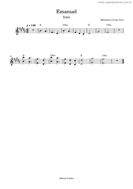 Partitura da música Emanuel – Ministério Cristo Vivo