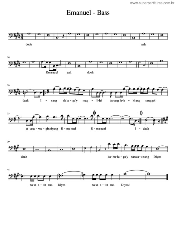 Partitura da música Emanuel Bass....