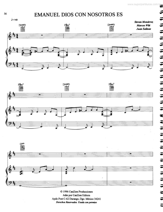 Partitura da música Emanuel Dios Con Nosostros Es