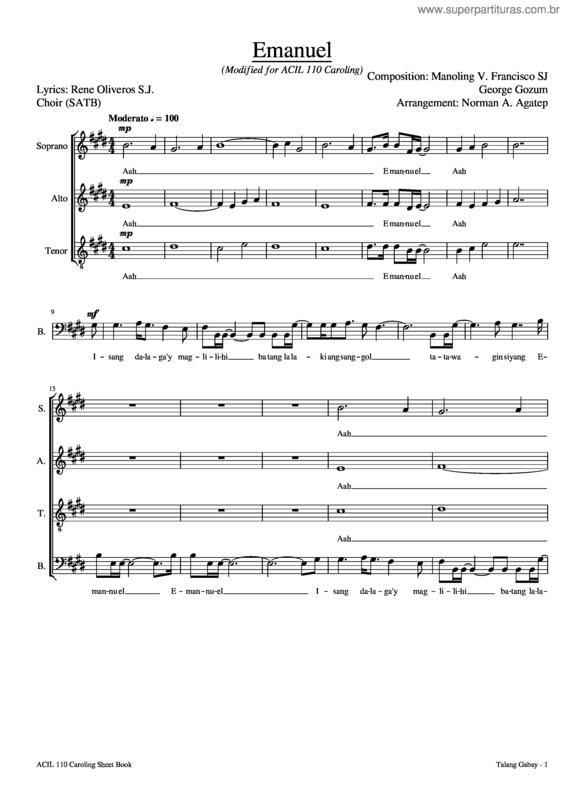 Partitura da música Emanuel v.5