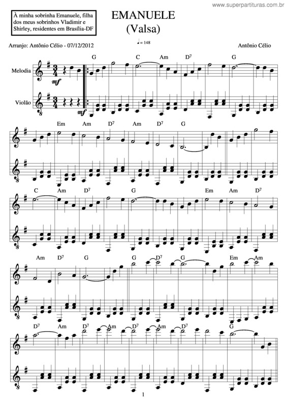 Partitura da música Emanuele