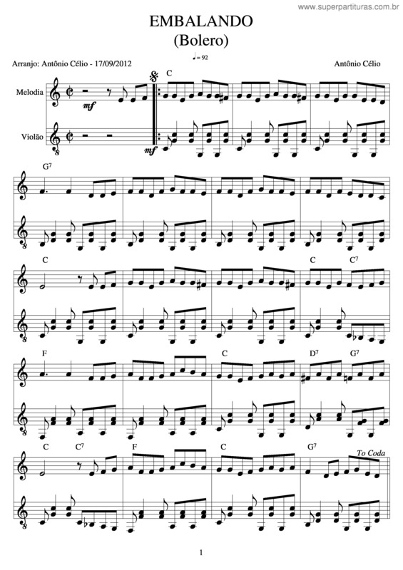 Partitura da música Embalandoolero