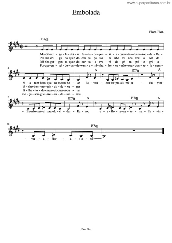 Partitura da música Embolada