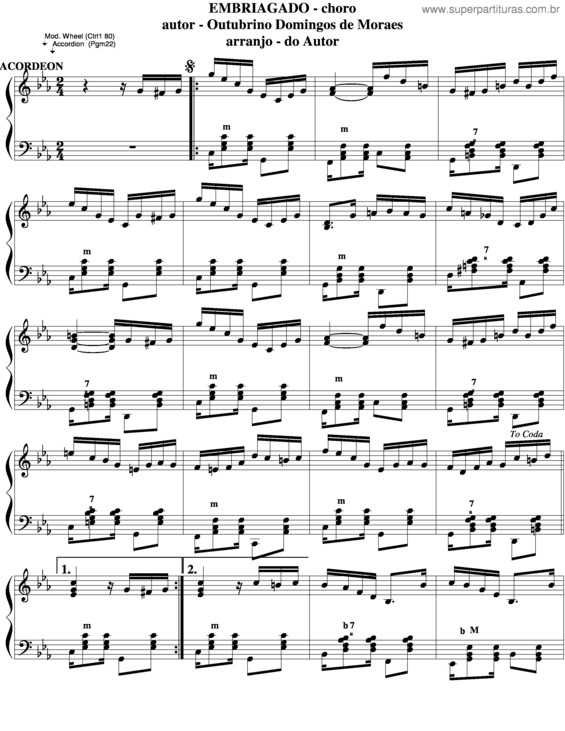 Partitura da música Embriagado v.2