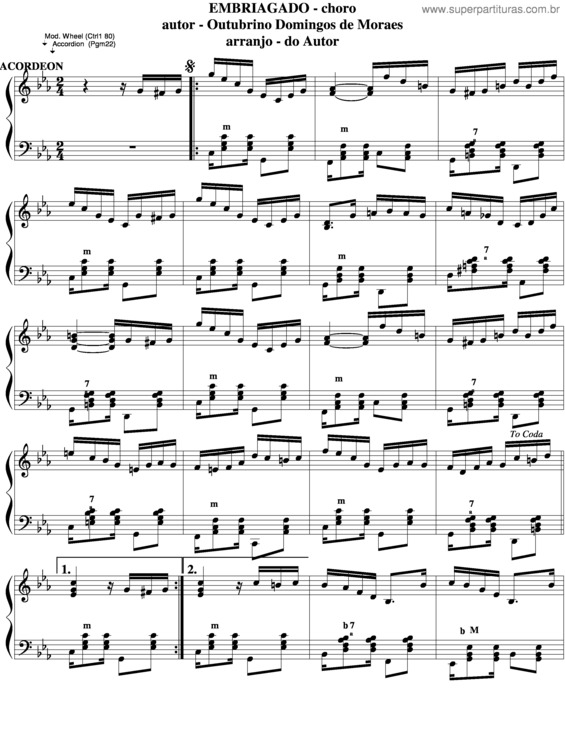 Partitura da música Embriagado v.2