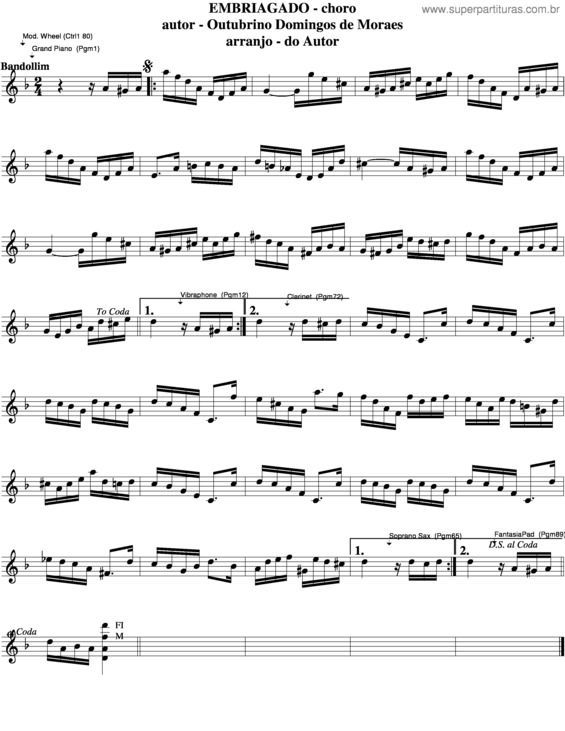 Partitura da música Embriagado v.3