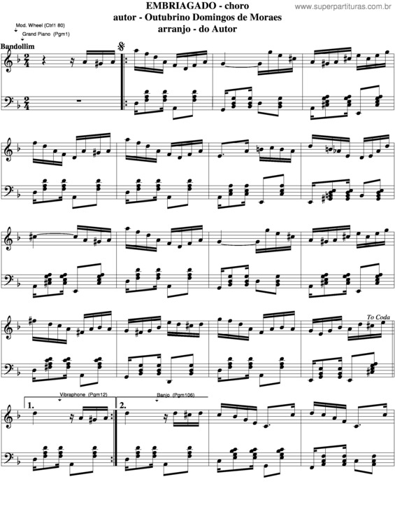 Partitura da música Embriagado v.4