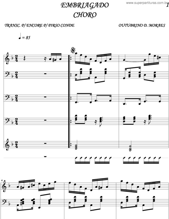 Partitura da música Embriagado