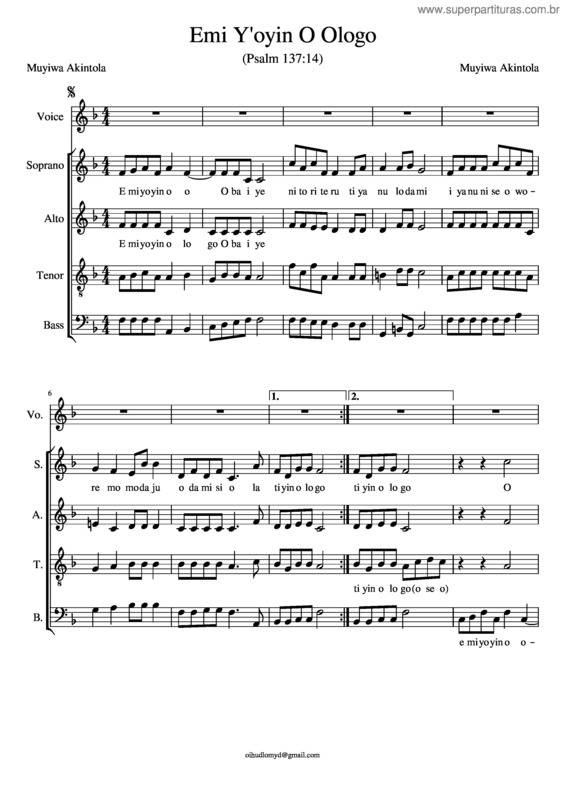 Partitura da música Emi_Y`Oyin_O_Ologo