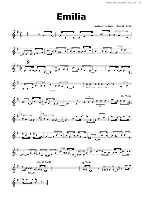 Partitura da música Emilia v.2