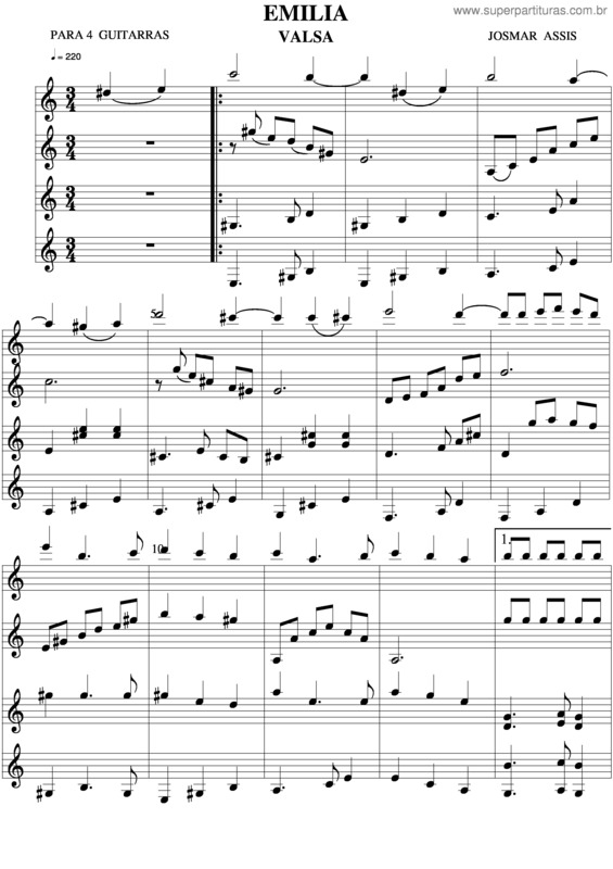 Partitura da música Emilia v.3