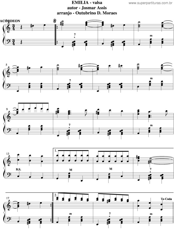Partitura da música Emilia v.6