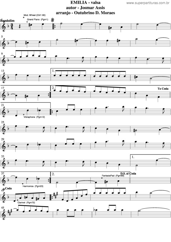 Partitura da música Emilia v.7