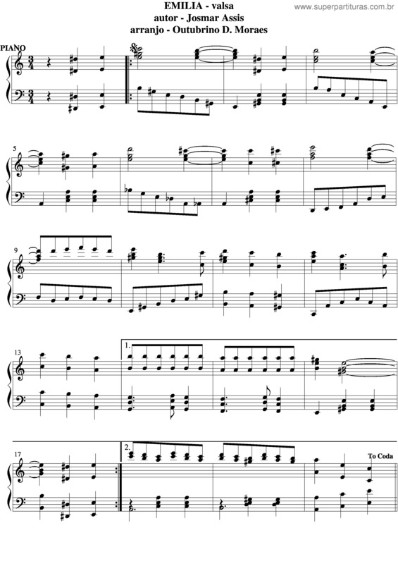Partitura da música Emilia v.9