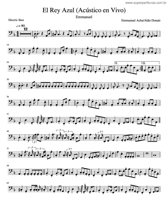 Partitura da música Emmanuel – El Rey Azul